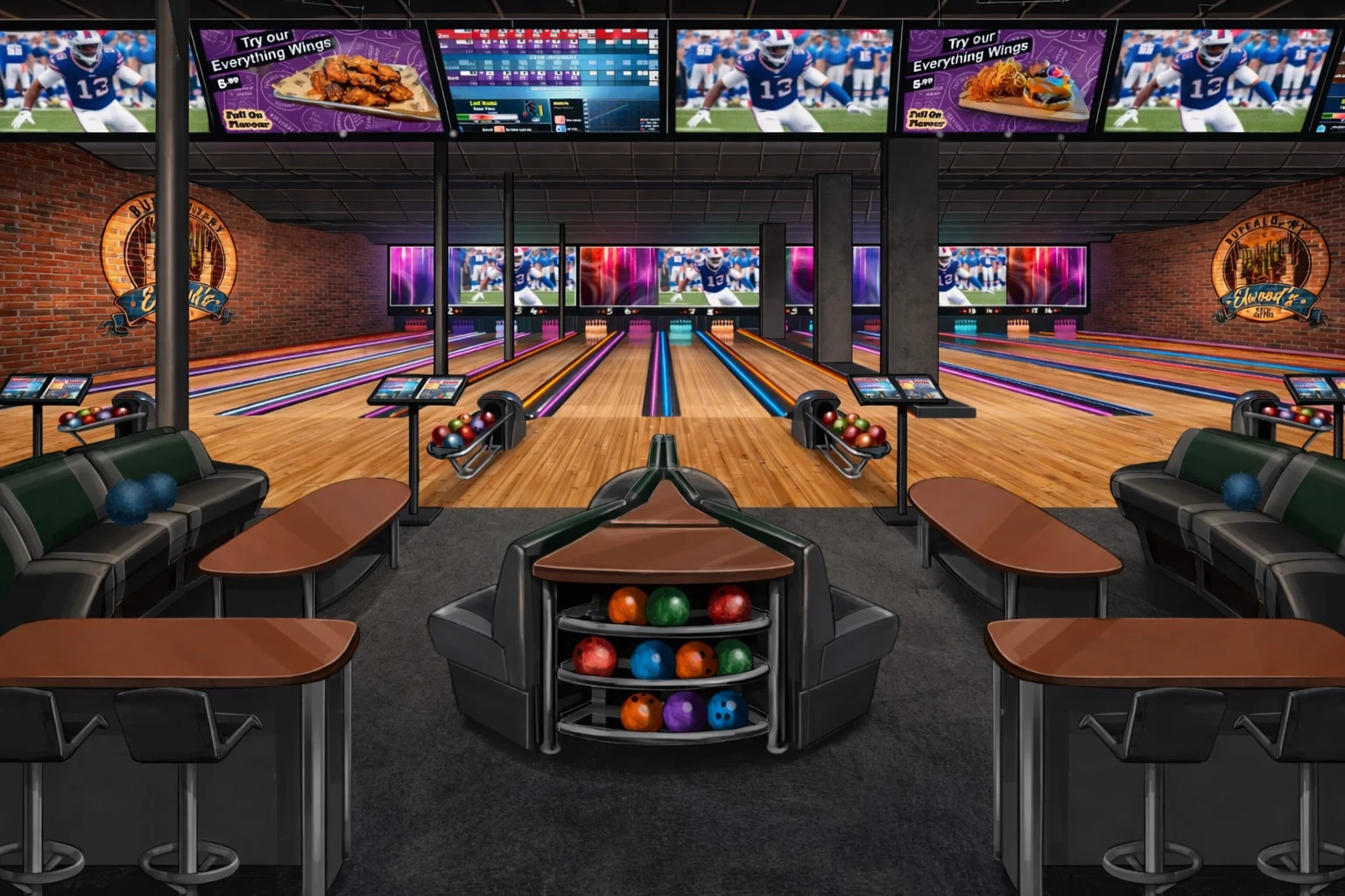 LED video wall in the bowling center